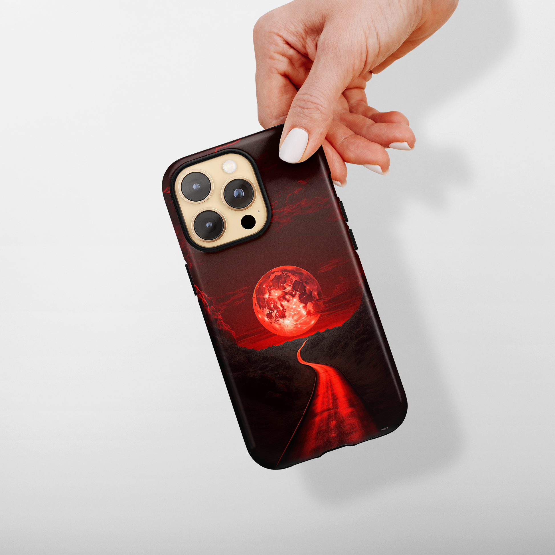 Crimson Pathway (iPhone Case 11-15)Stand out with RIMA Tough Phone Case for iPhone 11-15. A perfect blend of style &amp; resilience, featuring a sleek design and robust protection. Made from eco-frienRimaGallery