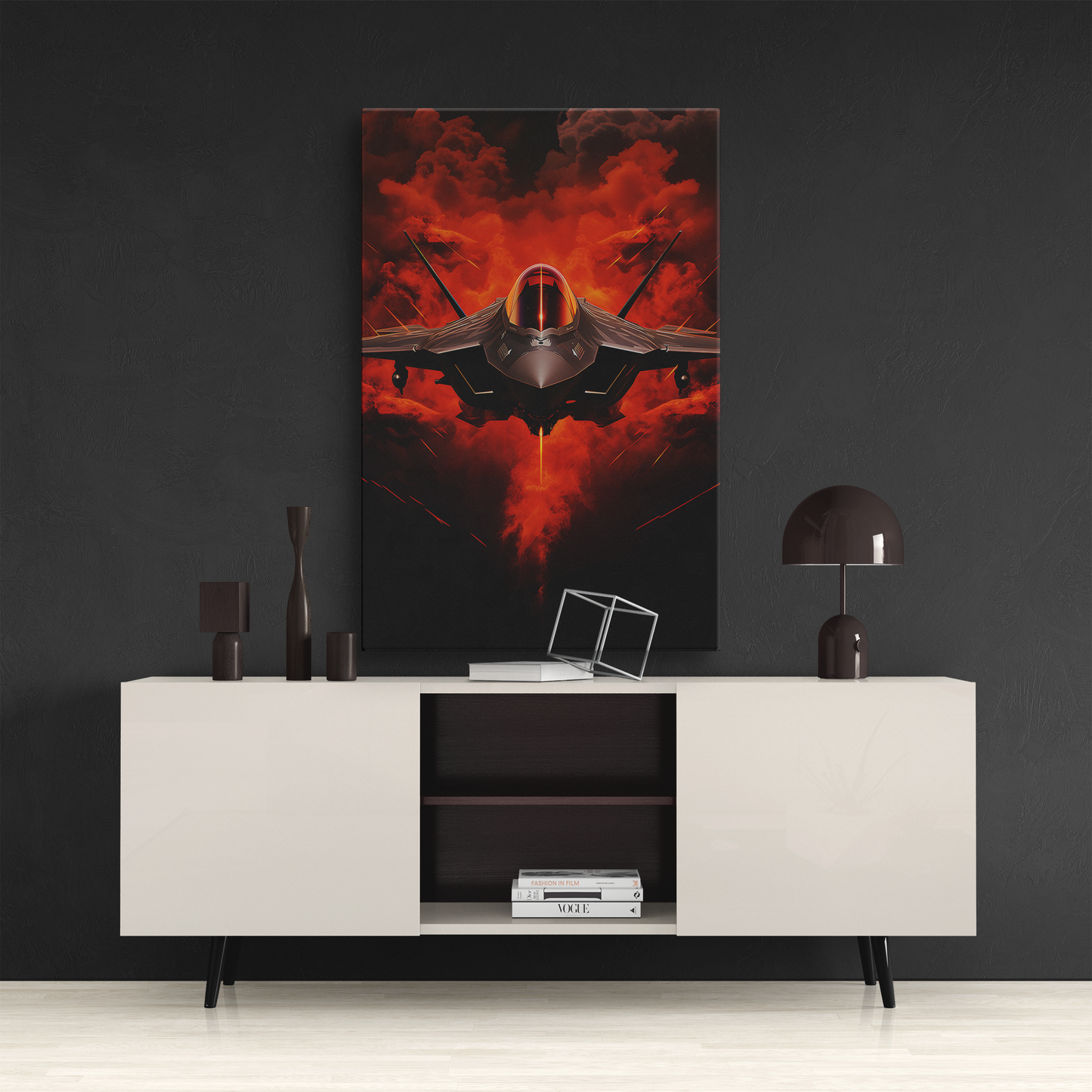 Jet Fighter (Canvas)Jet Fighter (Canvas  Matte finish, stretched, with a depth of 1.25 inches) Elevate your décor with RimaGallery’s responsibly made art canvases. Our eco-friendly mateRimaGallery