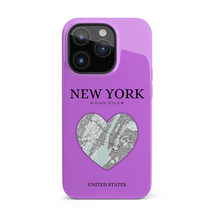 Secure your iPhone 11-15 with RIMA's durable case: Polycarbonate shell, rubber lining for shock absorption, and supports wireless charging-York Heartbeat - Purple (iPhone Case 11-15)