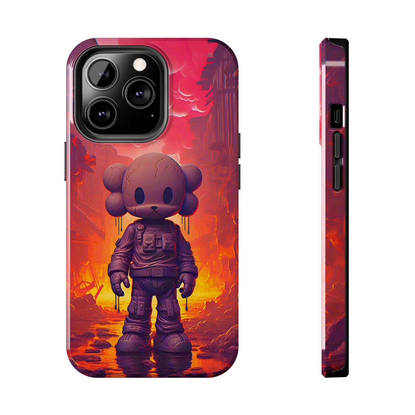 Cuddly Cohort (iPhone Case 11-15)Customize Your World with Unique Art! 🎨 This enchanting "Brave Teddy vs. Robot Apocalypse" design isn't solely for your phone. Dream of showcasing it on a poster, cRimaGallery