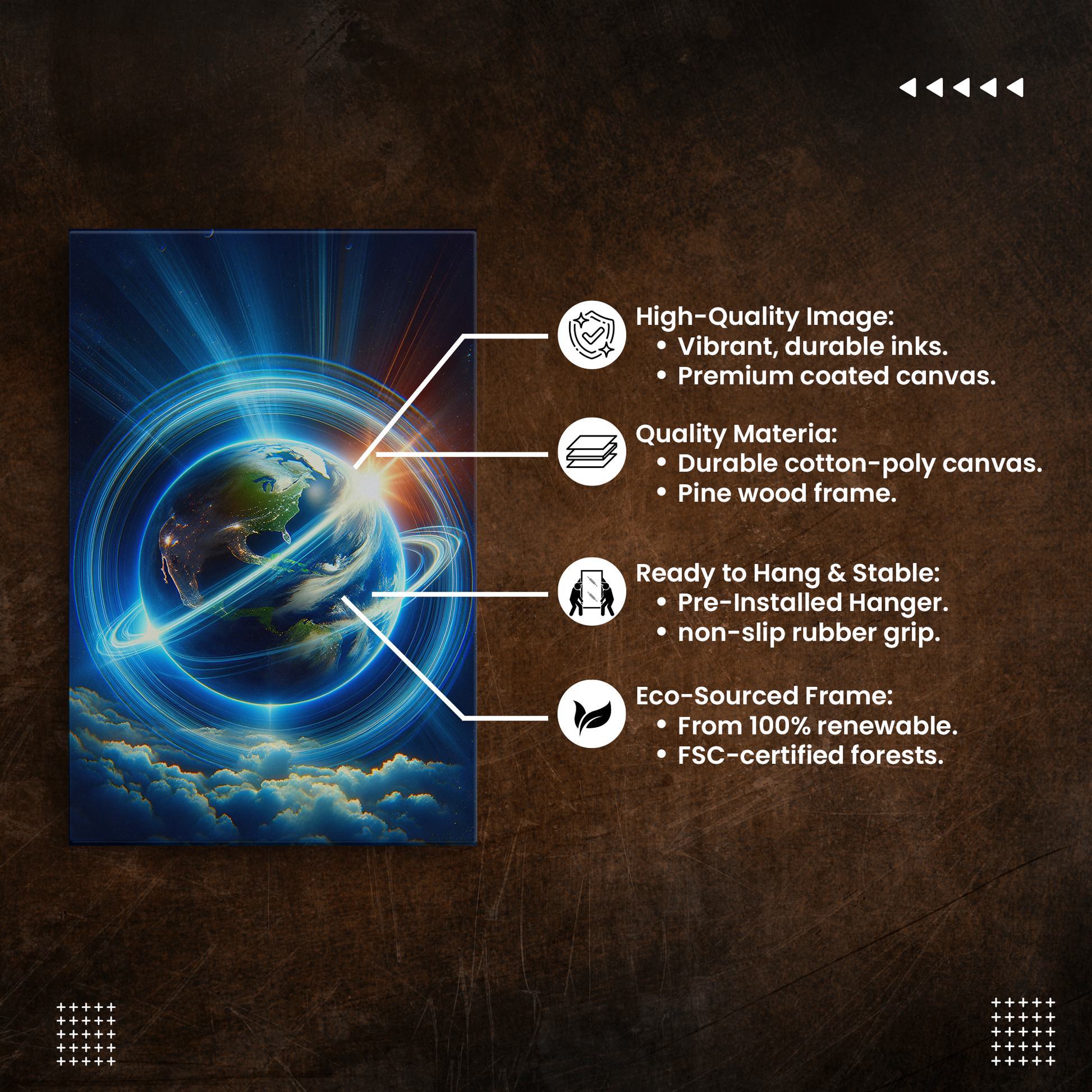 Luminous Earth Odyssey (Canvas)Luminous Earth Odyssey (Canvas  Matte finish, stretched, with a depth of 1.25 inches)
Struggling with low-quality canvases? Switch to RimaGallery! Our canvases are mRimaGallery