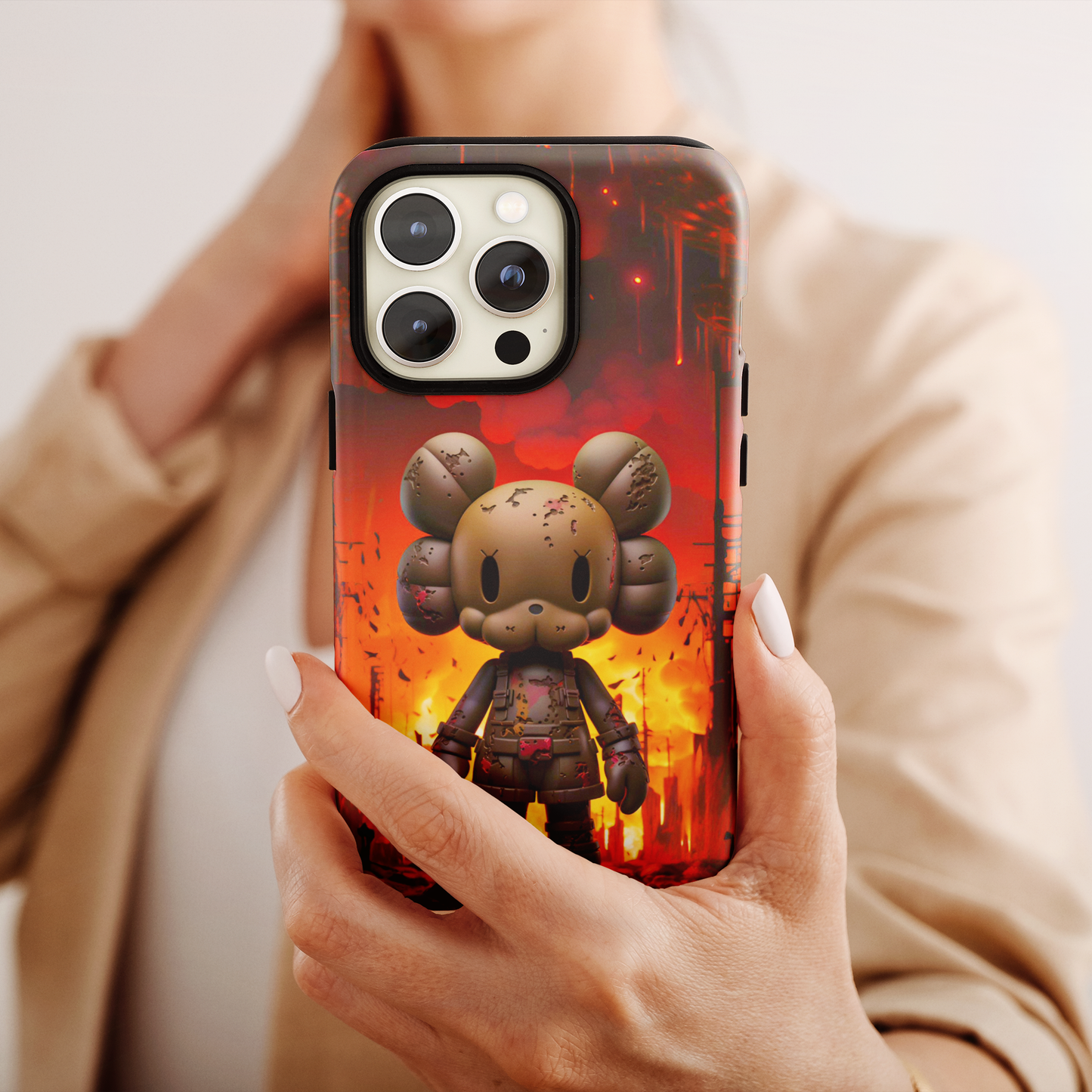 Zombie Bear (iPhone Case 11-15)Zombie Bear (iPhone Case 11-15) Customize Your World with Unique Art! 🎨 This delightful "Zombie Bear &amp; Doll Adventures: Black Edition" image isn't limited to juRimaGallery