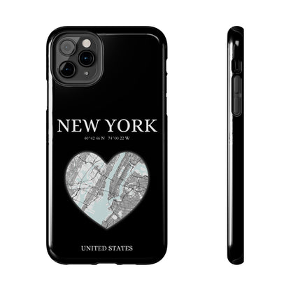 Elevate your iPhone with RimaGallery's New York Heartbeat case. Sleek design meets durability for stylish protection. Free US shipping.-York Heartbeat - Black (iPhone Case 11-15)