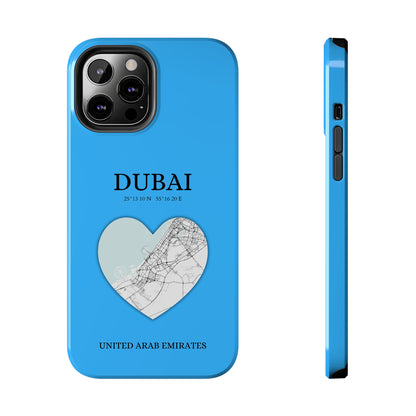 Dubai Heartbeat - Sky Blue (iPhone Case 11-15)Capture the essence of Dubai with RimaGallery's Heartbeat Purple iPhone case, blending durable protection and unique design. Perfect for iPhone 11-15 models. Free shRimaGallery