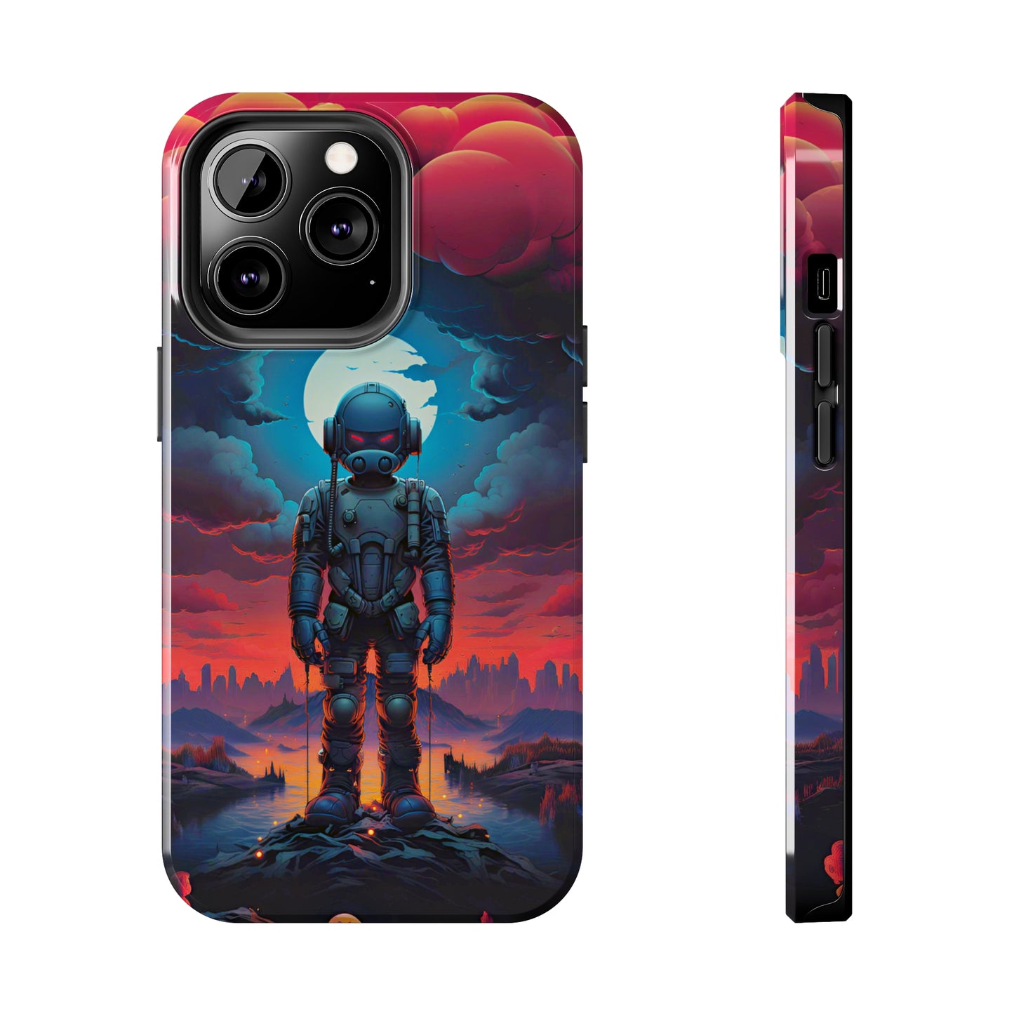 Stellar Sentinel Robot Soldier (iPhone Case 11-15)Guardian of the Galaxy 🌌🤖: Elevate your tech game with our "Stellar Sentinel" phone case, spotlighting a robot soldier, helmeted and vigilant, set against the mesmRimaGallery