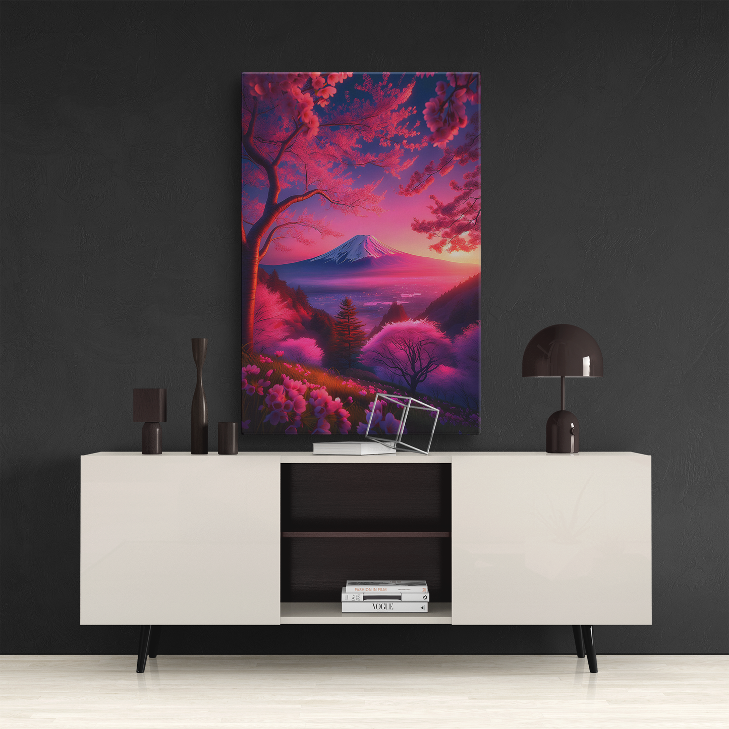 Pink cherry blossoms in full bloom (Canvas)