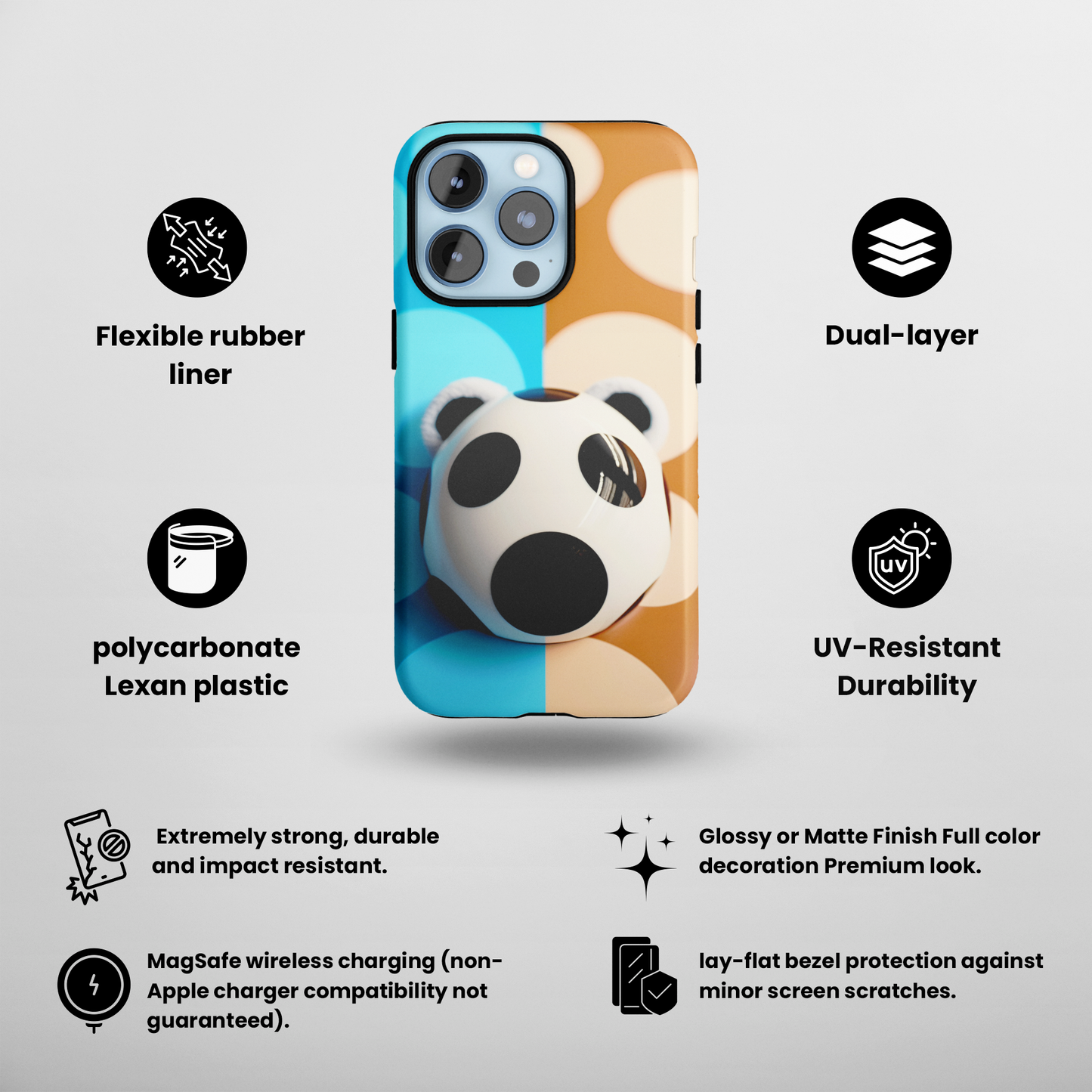 Panda Bear (iPhone MagSafe Case)Discover the perfect balance of style and safety with RIMA's Tough Phone Case for iPhone 11, 12, 13,14&amp; 15. Enjoy enhanced protection with a stylish glossy finisRimaGallery