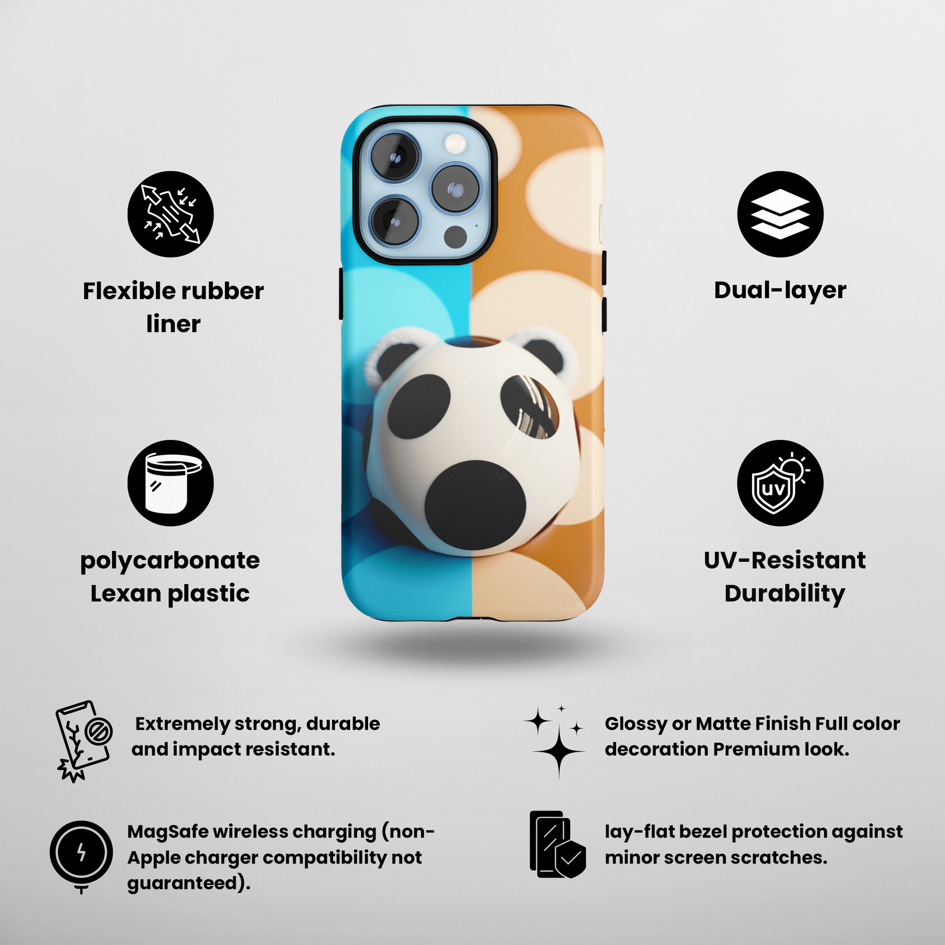 Panda Bear (iPhone MagSafe Case)Discover the perfect balance of style and safety with RIMA's Tough Phone Case for iPhone 11, 12, 13,14&amp; 15. Enjoy enhanced protection with a stylish glossy finisRimaGallery
