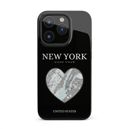 Elevate your iPhone with RimaGallery's New York Heartbeat case. Sleek design meets durability for stylish protection. Free US shipping.-York Heartbeat - Black (iPhone Case 11-15)