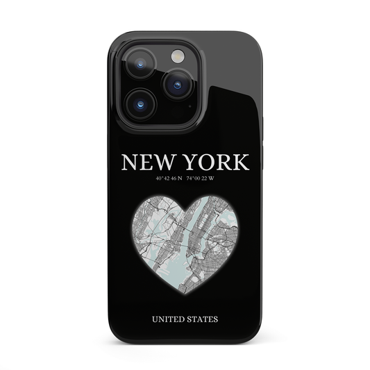 Elevate your iPhone with RimaGallery's New York Heartbeat case. Sleek design meets durability for stylish protection. Free US shipping.-York Heartbeat - Black (iPhone Case 11-15)