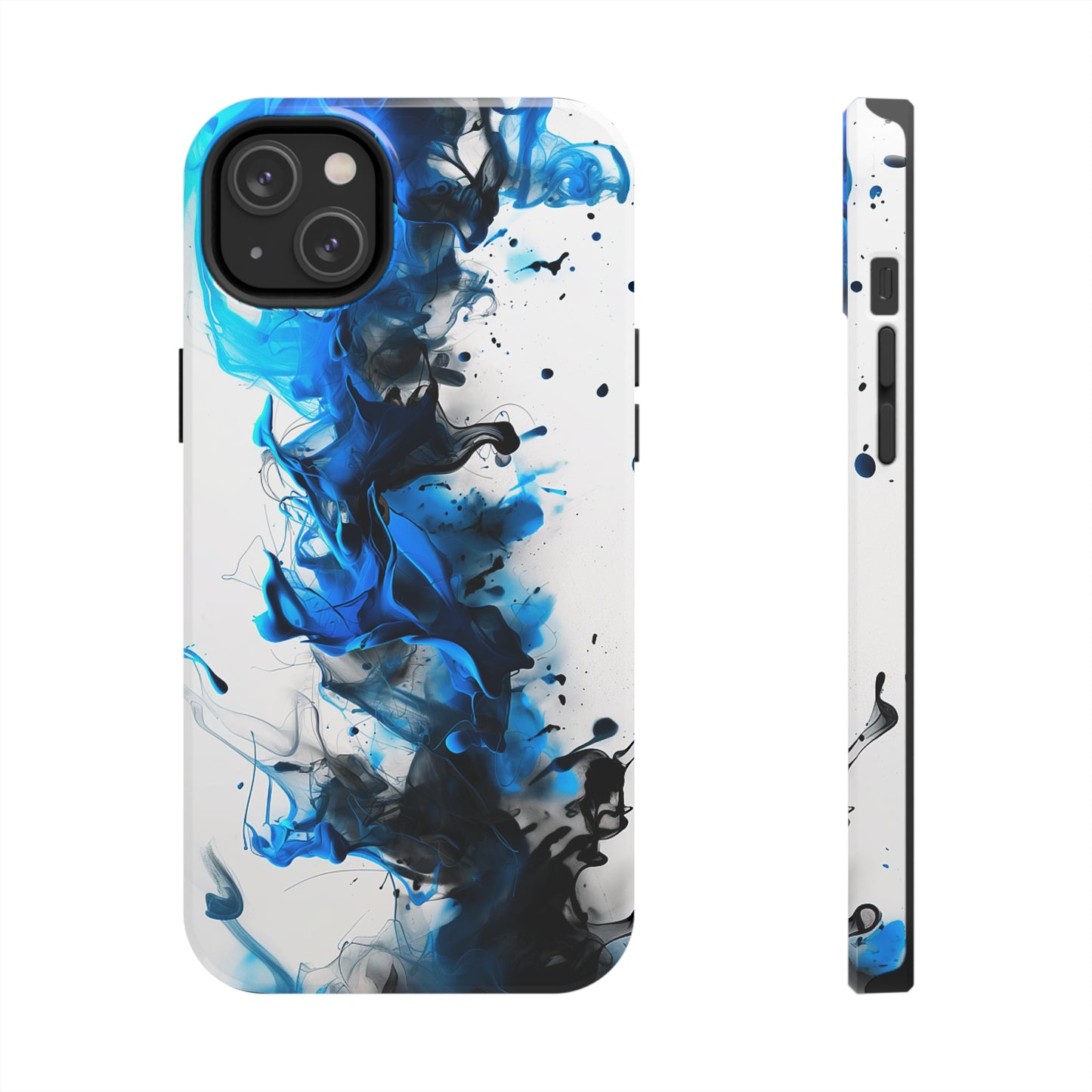Blue Whisper (iPhone Case 11-15)Elevate your iPhone's style with a Blue and black ink abstract design on a white tough case. Sleek, durable protection for models 11-15. Free US shipping.RimaGallery