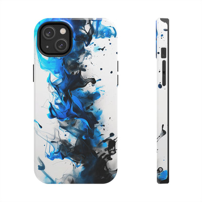 Blue Whisper (iPhone Case 11-15)Elevate your iPhone's style with a Blue and black ink abstract design on a white tough case. Sleek, durable protection for models 11-15. Free US shipping.RimaGallery