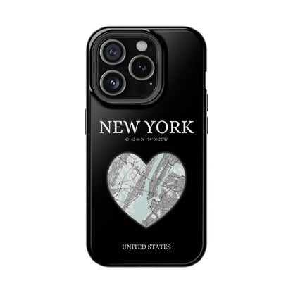 Elevate your iPhone's style with the New York Heartbeat Black MagSafe Case, offering robust protection, MagSafe compatibility, and a choice of matte or glossy finish-York Heartbeat - Black (iPhone MagSafe Case)