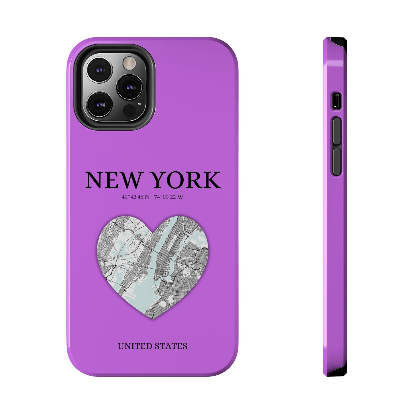 Secure your iPhone 11-15 with RIMA's durable case: Polycarbonate shell, rubber lining for shock absorption, and supports wireless charging-York Heartbeat - Purple (iPhone Case 11-15)