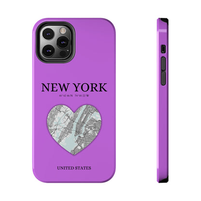 Secure your iPhone 11-15 with RIMA's durable case: Polycarbonate shell, rubber lining for shock absorption, and supports wireless charging-York Heartbeat - Purple (iPhone Case 11-15)