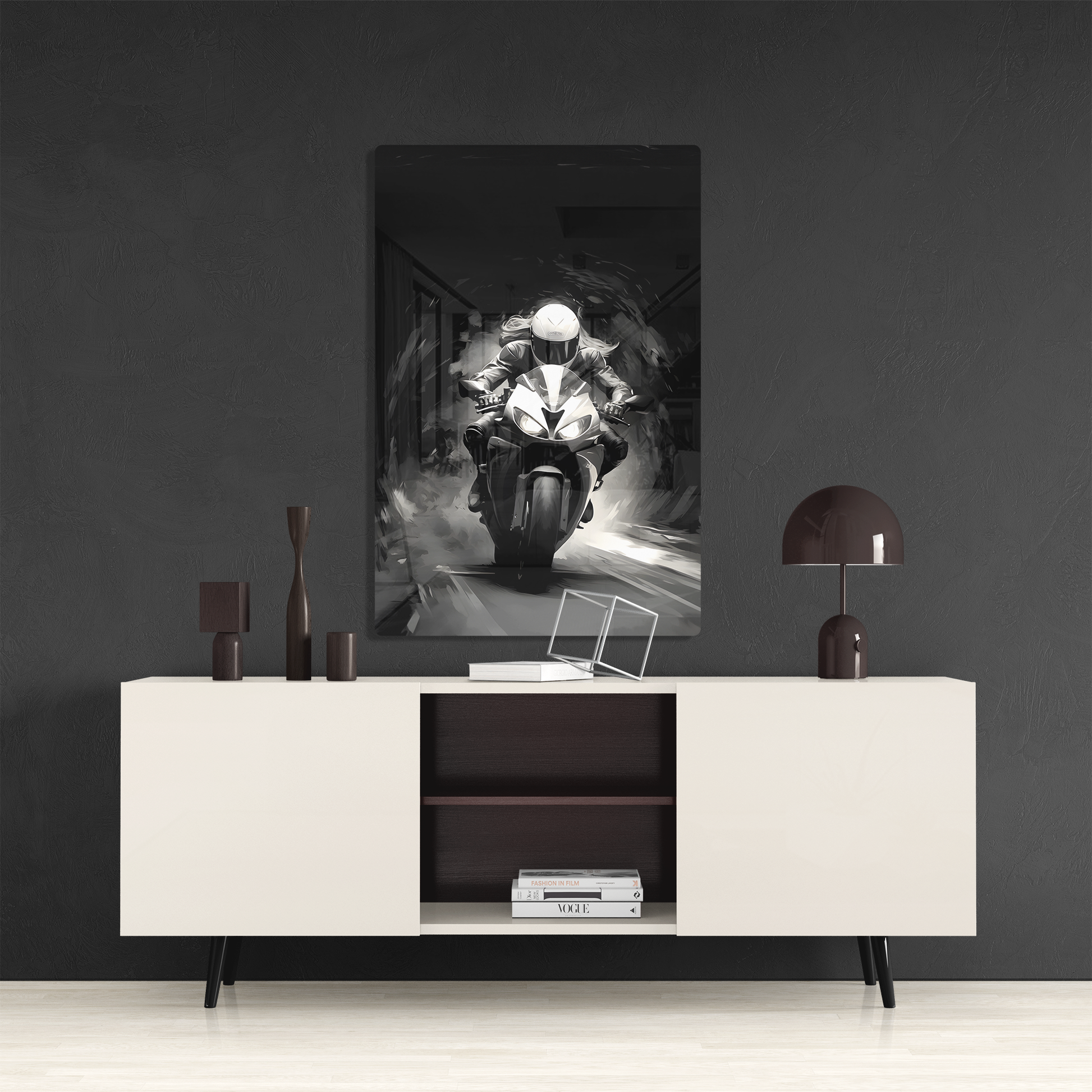 Female Night Biking (Acrylic)Female Night Biking Acrylic Wall Art with a Glass-Like Finish that Will Take Your Breath Away.Elevate Any Ambiance with Female Night Biking Acrylic Print🌟:Discover RimaGallery