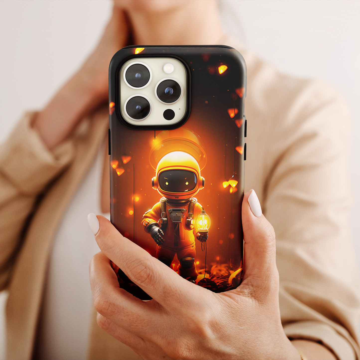 Yellow Astronaut Robot (iPhone Case 11-15)Discover the perfect balance of style and safety with RIMA's Tough Phone Case for iPhone 11, 12, 13, 14, 15 . Enjoy enhanced protection with a stylish glossy finish.RimaGallery