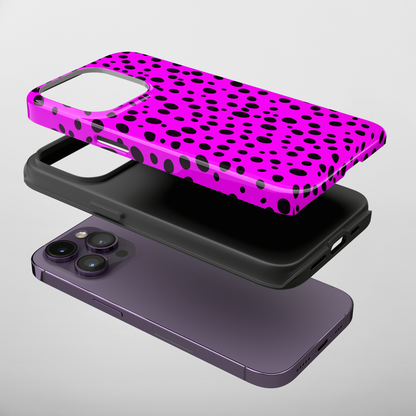 Dotted Delight - Purple (iPhone Case 11-15)Elevate your iPhone's style with a Purple surface with scattered dark dots and a tough case. Sleek, durable protection for models 11-15. Free US shipping.RimaGallery