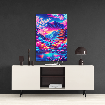 Discover RimaGallery Acrylic Prints for a luxurious touch to your decor. Our exclusive prints, with their vibrant colors and glass-like finish, offer unmatched elega-Neon Blossom Dreams (Acrylic)