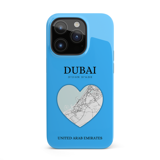Dubai Heartbeat - Sky Blue (iPhone Case 11-15)Capture the essence of Dubai with RimaGallery's Heartbeat Purple iPhone case, blending durable protection and unique design. Perfect for iPhone 11-15 models. Free shRimaGallery