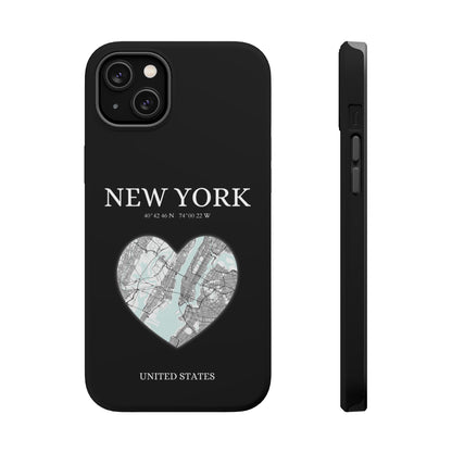 Elevate your iPhone's style with the New York Heartbeat Black MagSafe Case, offering robust protection, MagSafe compatibility, and a choice of matte or glossy finish-York Heartbeat - Black (iPhone MagSafe Case)