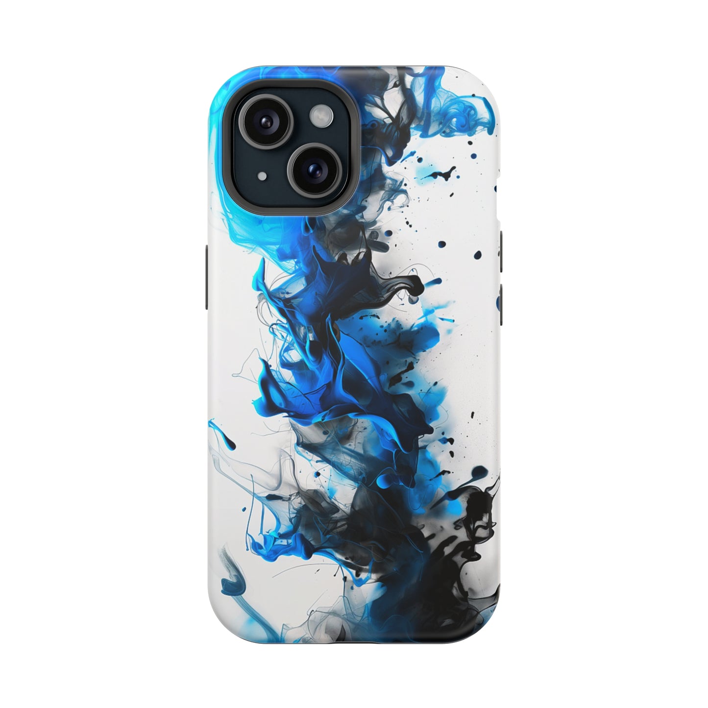 Blue Whisper (iPhone MagSafe Case)Elevate your iPhone's protection and style with RimaGallery's Blue and black ink abstract design on a white MagSafe Case. Enjoy dual-layer defense, vibrant design chRimaGallery