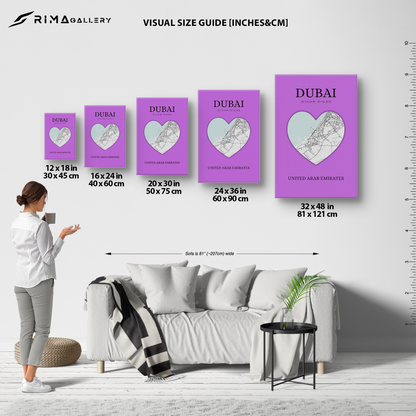 Dubai Heartbeat - Purple (Canvas)Dubai map on a lavender canvas with a heart cutout. Shop now for innovative products designed to enhance your digital lifestyle. Fast shipping!RimaGallery