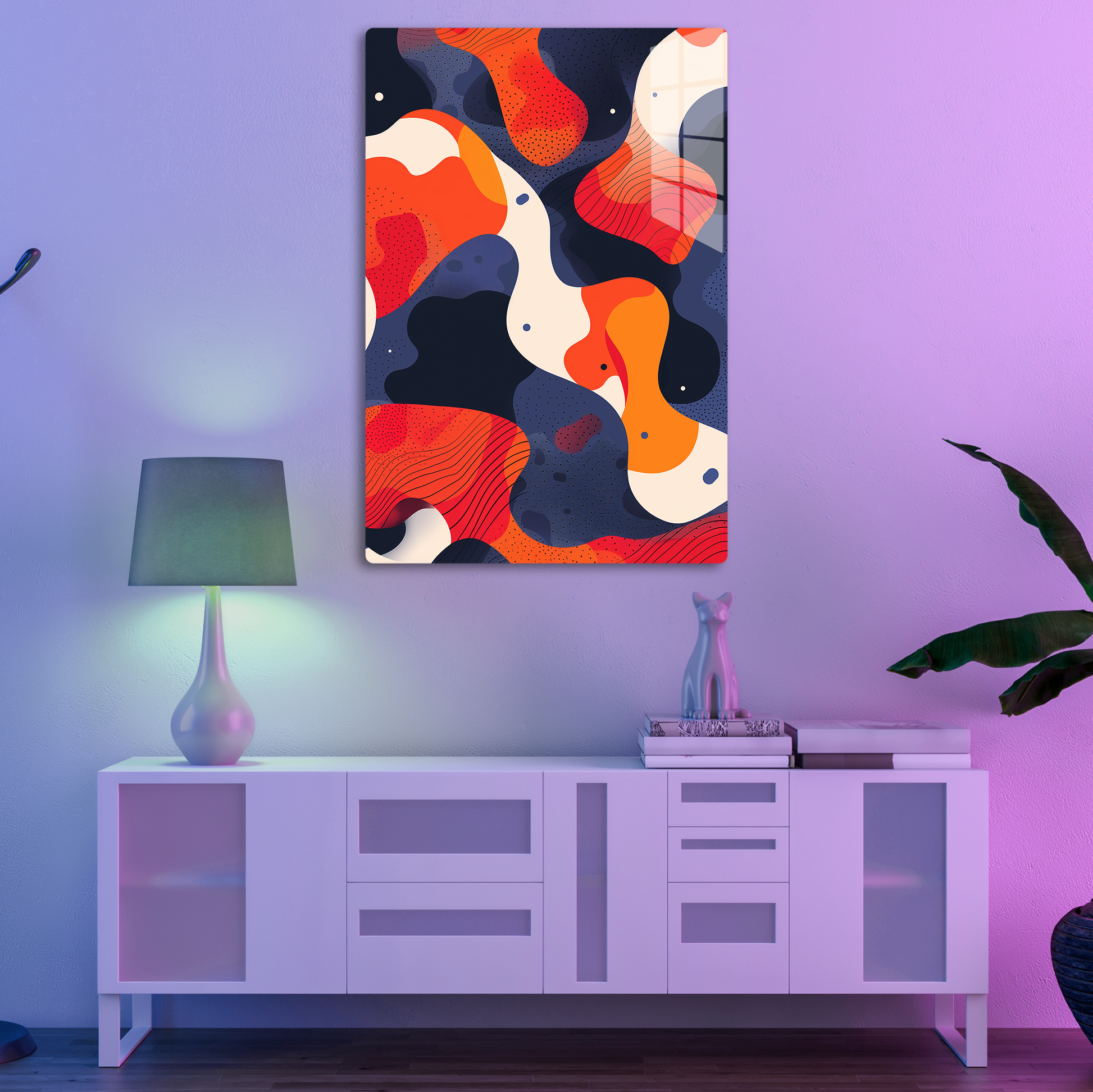 Colorflow Canvas (Acrylic)Step into the universe with abstract, flowing shapes in a bold color palette. Acrylic art from RimaGallery. Experience the cosmos in your home with vibrant, ethicallRimaGallery
