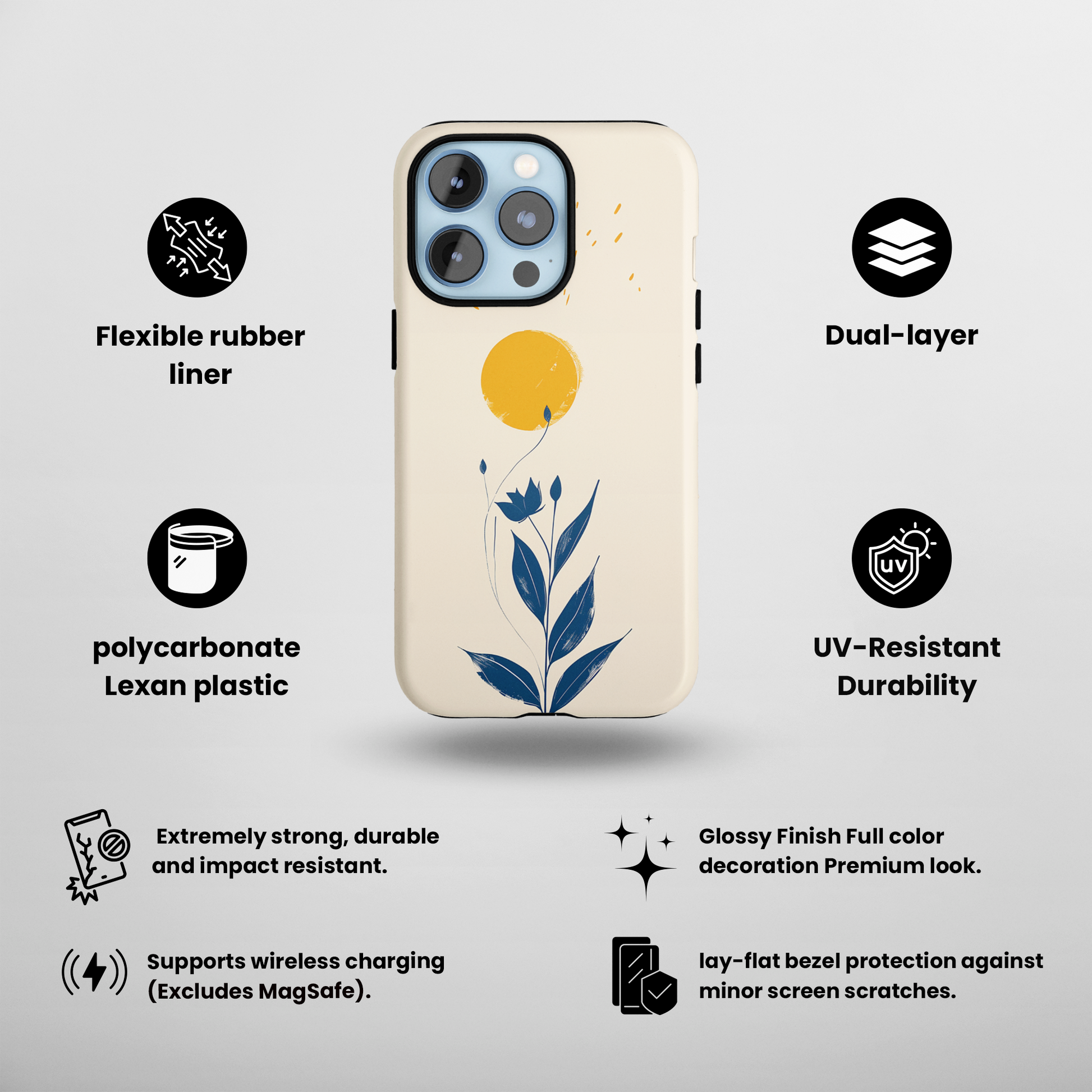 Radiant Petals (iPhone Case 11-15)Elevate your iPhone experience with RIMA's Tough Phone Case, designed for iPhone 11 to 15, including pro, max , mini. Double-layer defense and premium materials provRimaGallery