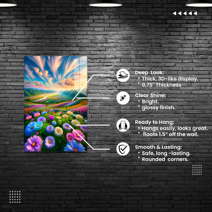 Blossom Valley Vista (Acrylic)Make a design statement with Blossom Valley Vista acrylic prints from RimaGallery. The sleek 1⁄4" acrylic material creates a glass-like illusion for your wall art. PRimaGallery