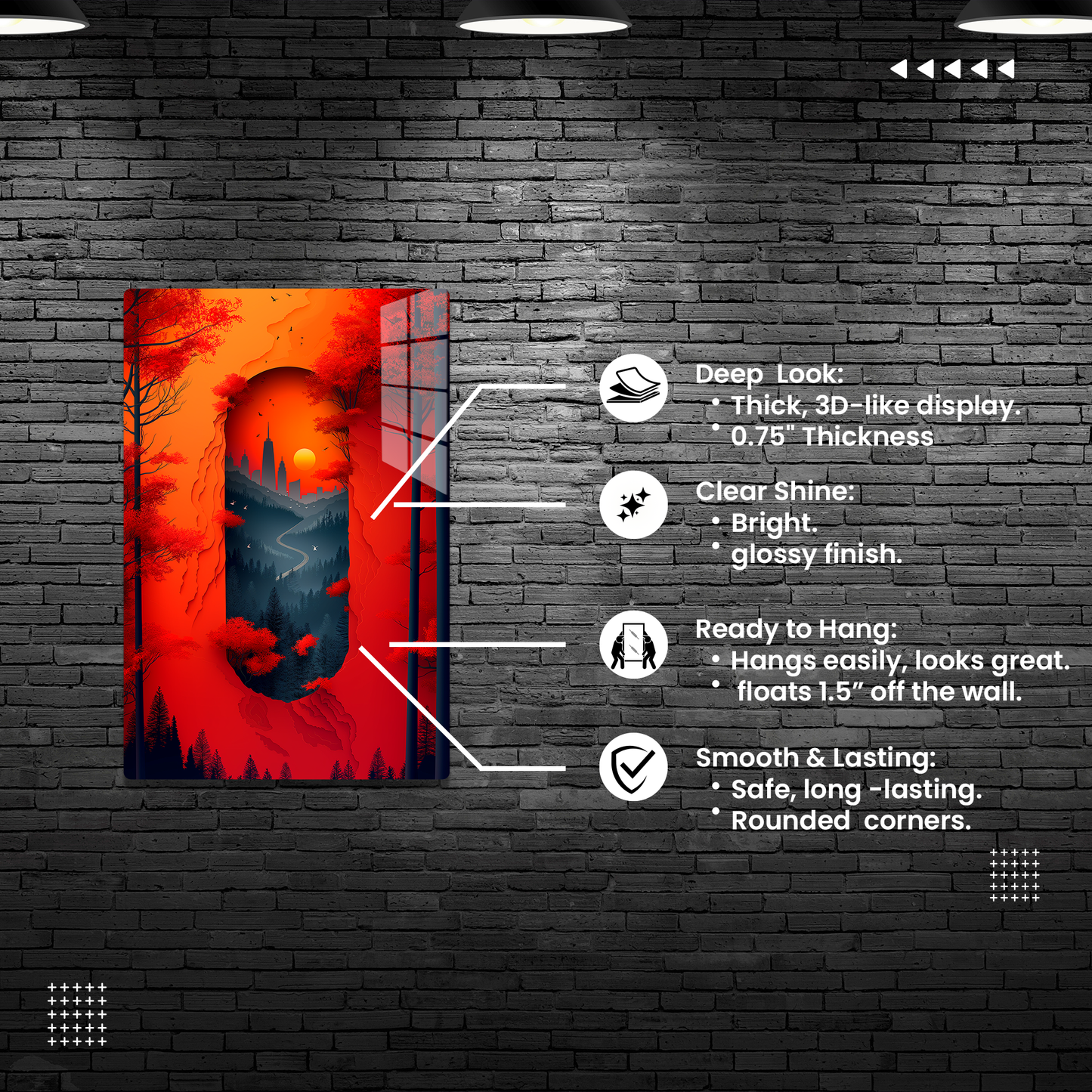 Red Leafy Cityscape (Acrylic)Step into the universe with Red forest and castle Acrylic art from RimaGallery. Experience the cosmos in your home with vibrant, ethically crafted art. Free shippingRimaGallery