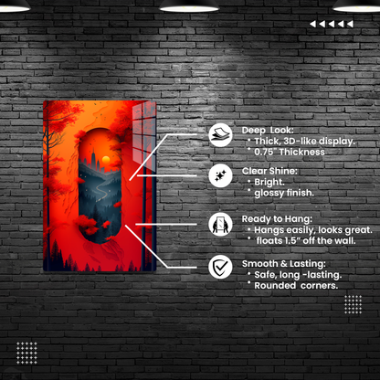 Red Leafy Cityscape (Acrylic)Step into the universe with Red forest and castle Acrylic art from RimaGallery. Experience the cosmos in your home with vibrant, ethically crafted art. Free shippingRimaGallery