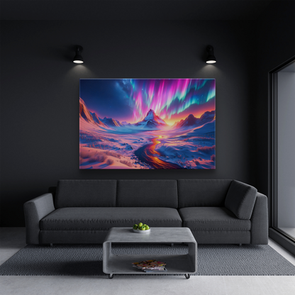 Auroral Mountain Majesty (Canvas)Auroral Mountain Majesty (Canvas  Matte finish, stretched, with a depth of 1.25 inches)
Struggling with low-quality canvases? Switch to RimaGallery! Our canvases areRimaGallery