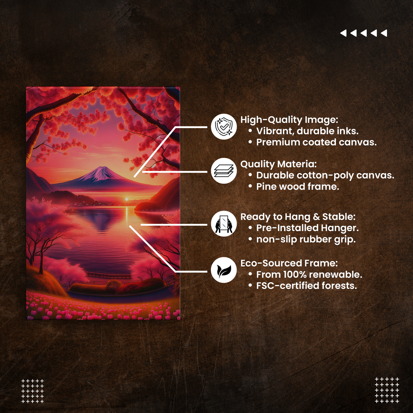 Crimson Fuji Dawn (Canvas)Crimson Fuji Dawn (Canvas  Matte finish, stretched, with a depth of 1.25 inches)
RimaGallery canvases - ethically produced art to elevate your space. Sustainably souRimaGallery