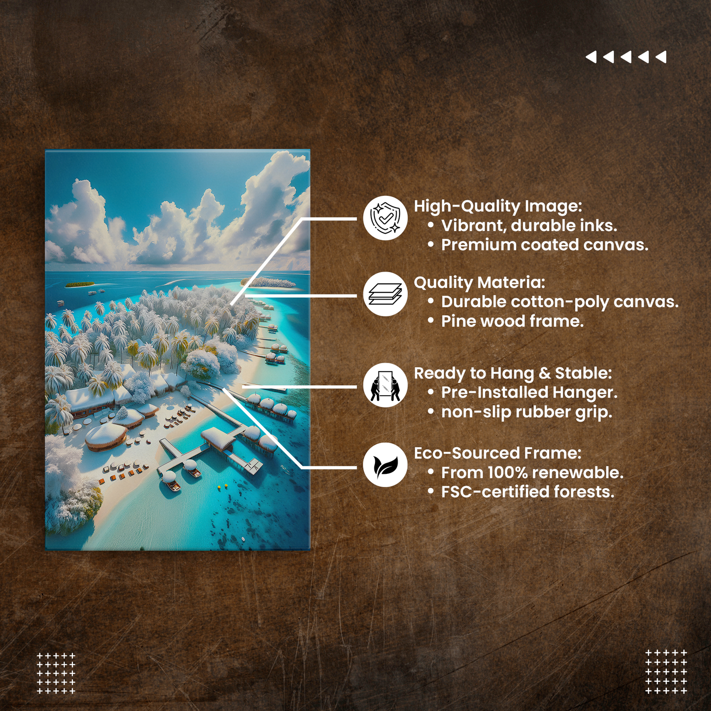 Iced Tropics (Canvas)Iced Tropics (Canvas  Matte finish, stretched, with a depth of 1.25 inches) Elevate your décor with RimaGallery’s responsibly made art canvases. Our eco-friendly matRimaGallery