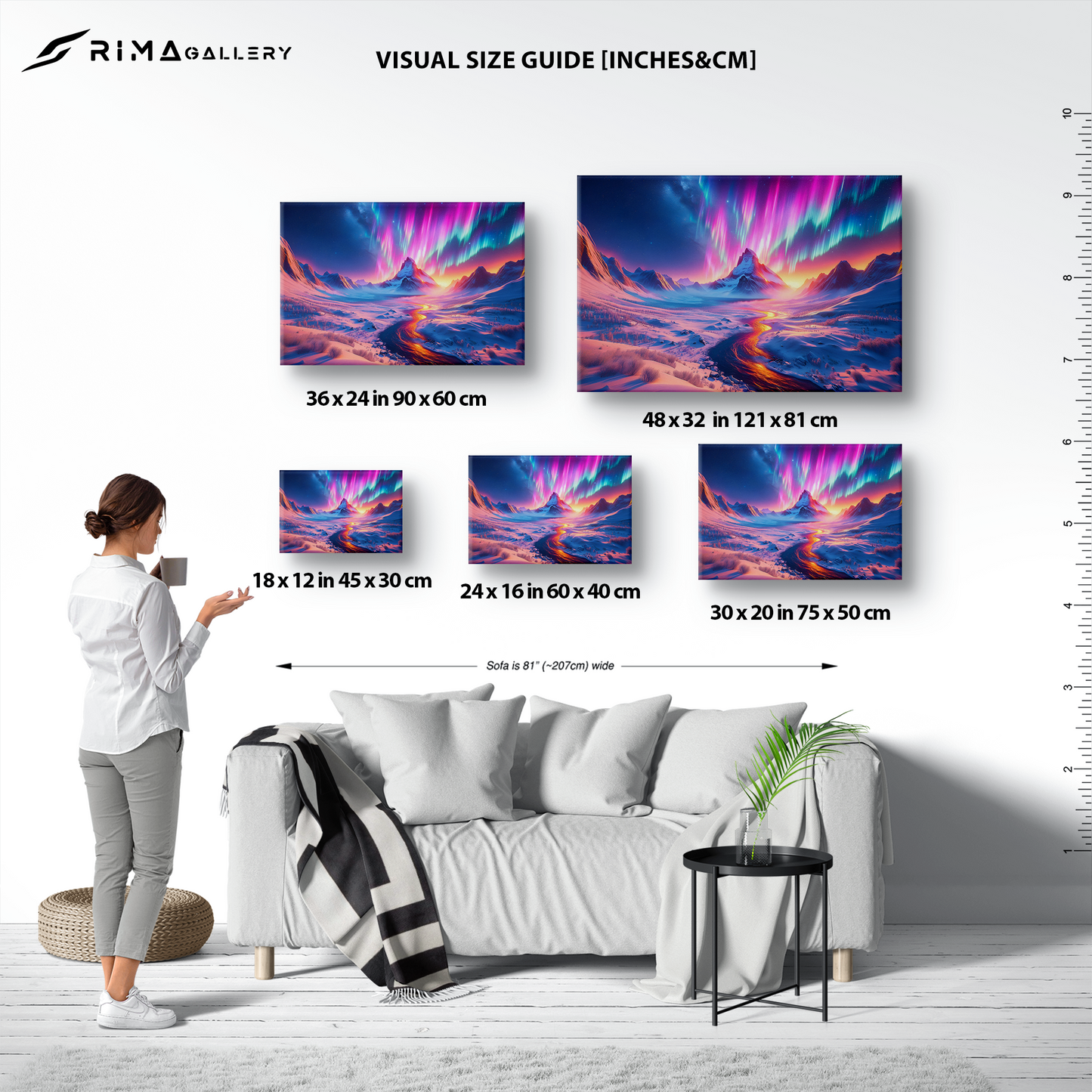 Auroral Mountain Majesty (Canvas)Auroral Mountain Majesty (Canvas  Matte finish, stretched, with a depth of 1.25 inches)
Struggling with low-quality canvases? Switch to RimaGallery! Our canvases areRimaGallery