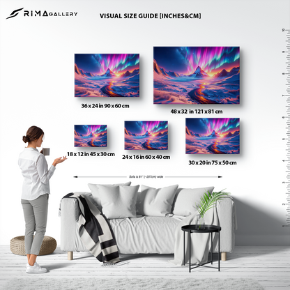 Auroral Mountain Majesty (Canvas)Auroral Mountain Majesty (Canvas  Matte finish, stretched, with a depth of 1.25 inches)
Struggling with low-quality canvases? Switch to RimaGallery! Our canvases areRimaGallery
