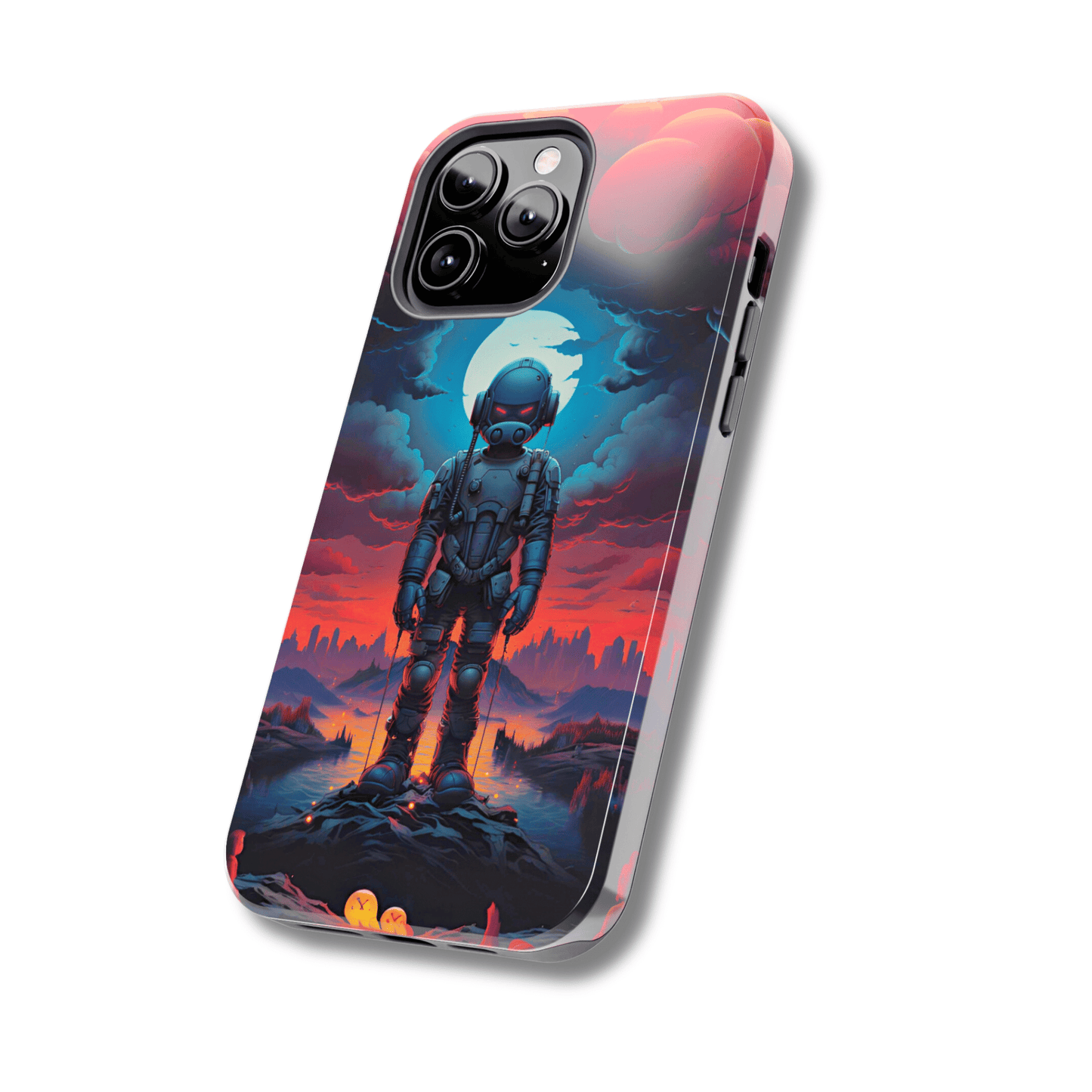 Stellar Sentinel Robot Soldier (iPhone Case 11-15)Guardian of the Galaxy 🌌🤖: Elevate your tech game with our "Stellar Sentinel" phone case, spotlighting a robot soldier, helmeted and vigilant, set against the mesmRimaGallery