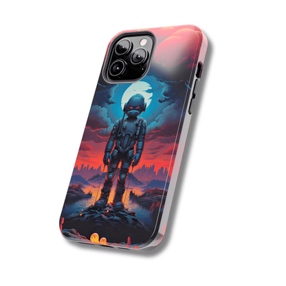 Stellar Sentinel Robot Soldier (iPhone Case 11-15)Guardian of the Galaxy 🌌🤖: Elevate your tech game with our "Stellar Sentinel" phone case, spotlighting a robot soldier, helmeted and vigilant, set against the mesmRimaGallery