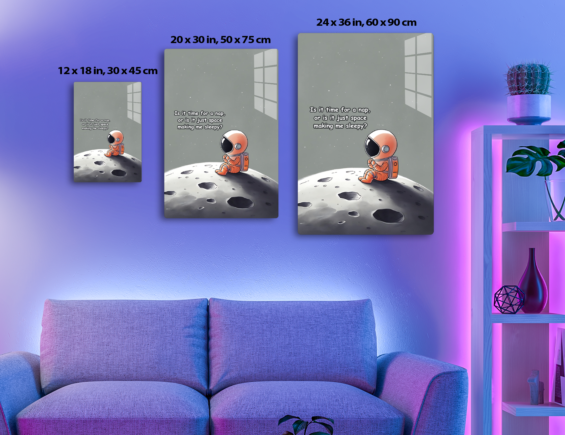 An astronaut sitting on the moon's surface questions if it's time for a nap or if the vast space around is making them sleepy, surrounded by stars and craters.
