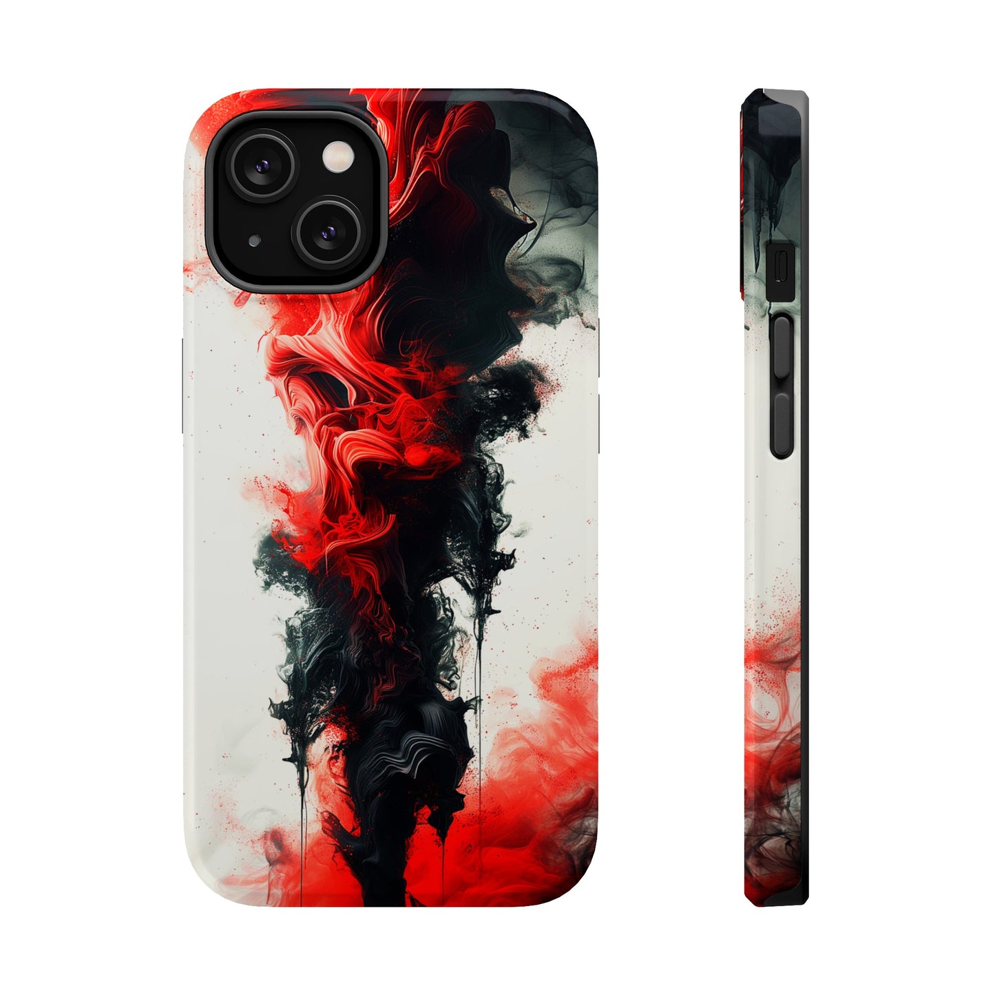 Ruby Ripples (iPhone MagSafe Case)Elevate your iPhone's protection and style with RimaGallery's Vibrant red ink flows on a MagSafe Case against a dark backdrop. Enjoy dual-layer defense, vibrant desiRimaGallery