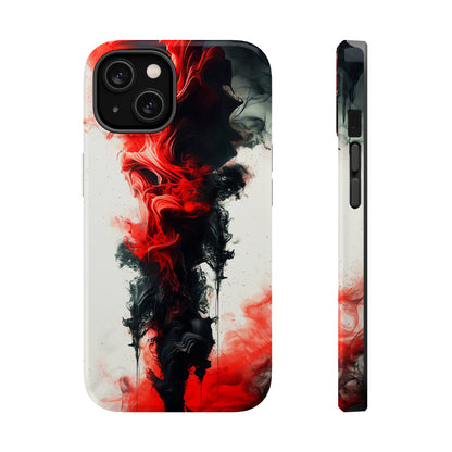 Scarlet Swish (iPhone MagSafe Case)Elevate your iPhone's protection and style with RimaGallery's Dynamic swirls of red on a MagSafe Case against a dark backdrop. Enjoy dual-layer defense, vibrant desiRimaGallery