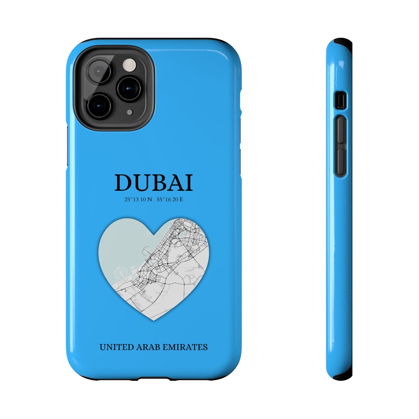 Dubai Heartbeat - Sky Blue (iPhone Case 11-15)Capture the essence of Dubai with RimaGallery's Heartbeat Purple iPhone case, blending durable protection and unique design. Perfect for iPhone 11-15 models. Free shRimaGallery