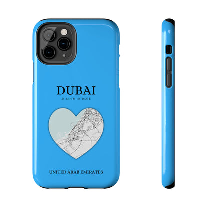 Dubai Heartbeat - Sky Blue (iPhone Case 11-15)Capture the essence of Dubai with RimaGallery's Heartbeat Purple iPhone case, blending durable protection and unique design. Perfect for iPhone 11-15 models. Free shRimaGallery