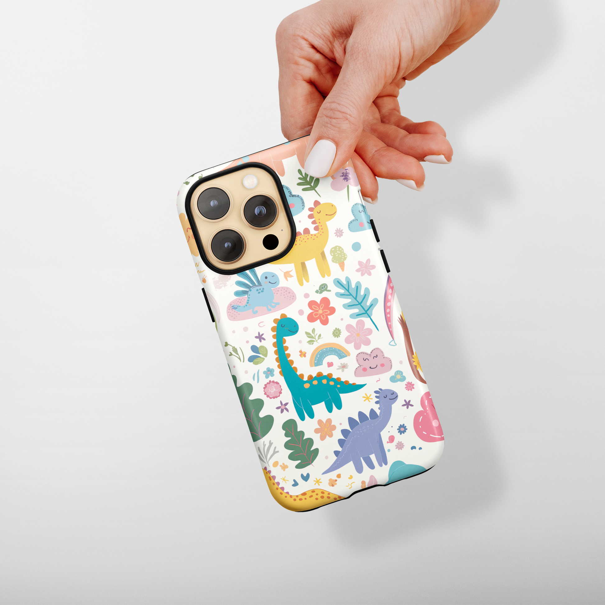 Playful dinosaurs (iPhone Case 11-15)Elevate your iPhone's style with a phone case with dinosaur illustrations and a tough case. Sleek, durable protection for models 11-15. Free US shipping.RimaGallery