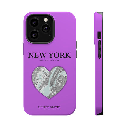 Add a touch of New York to your iPhone with the Purple Heartbeat MagSafe Case, offering durable protection, seamless MagSafe compatibility, and a choice between matt-York Heartbeat - Purple (iPhone MagSafe Case)