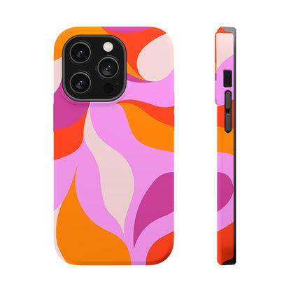 Peachy Swirls (iPhone MagSafe Case)Elevate your iPhone's protection and style with RimaGallery's Peachy Swirls design in sunset shades on a MagSafe Case against a dark backdrop. Enjoy dual-layer defenRimaGallery