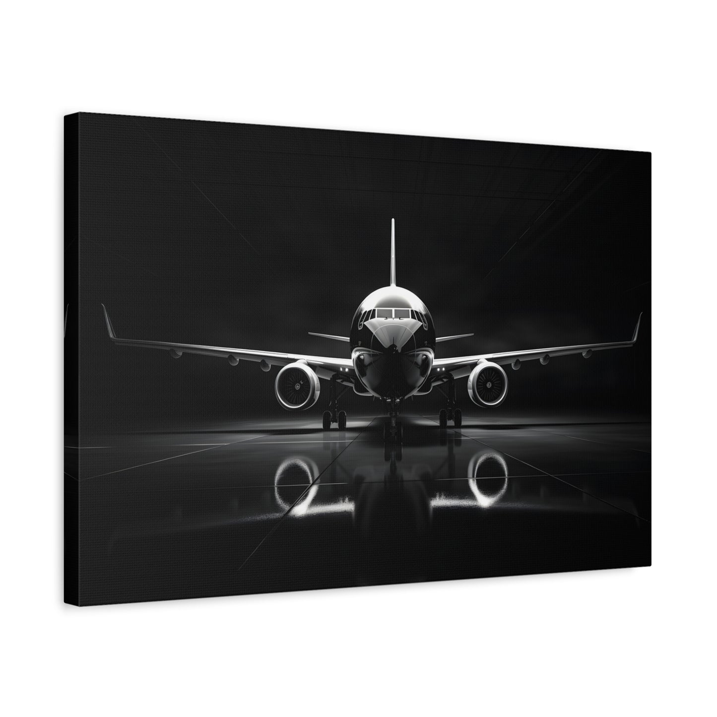 Black and White Airliner (Canvas  Matte finish, stretched, with a depth of 1.25 inches) Elevate your décor with RimaGallery’s responsibly made art canvases. Our eco--White Airliner (Canvas)