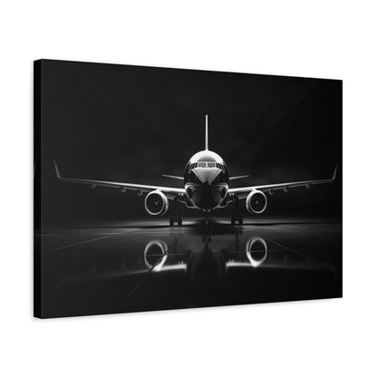 Black and White Airliner (Canvas  Matte finish, stretched, with a depth of 1.25 inches) Elevate your décor with RimaGallery’s responsibly made art canvases. Our eco--White Airliner (Canvas)