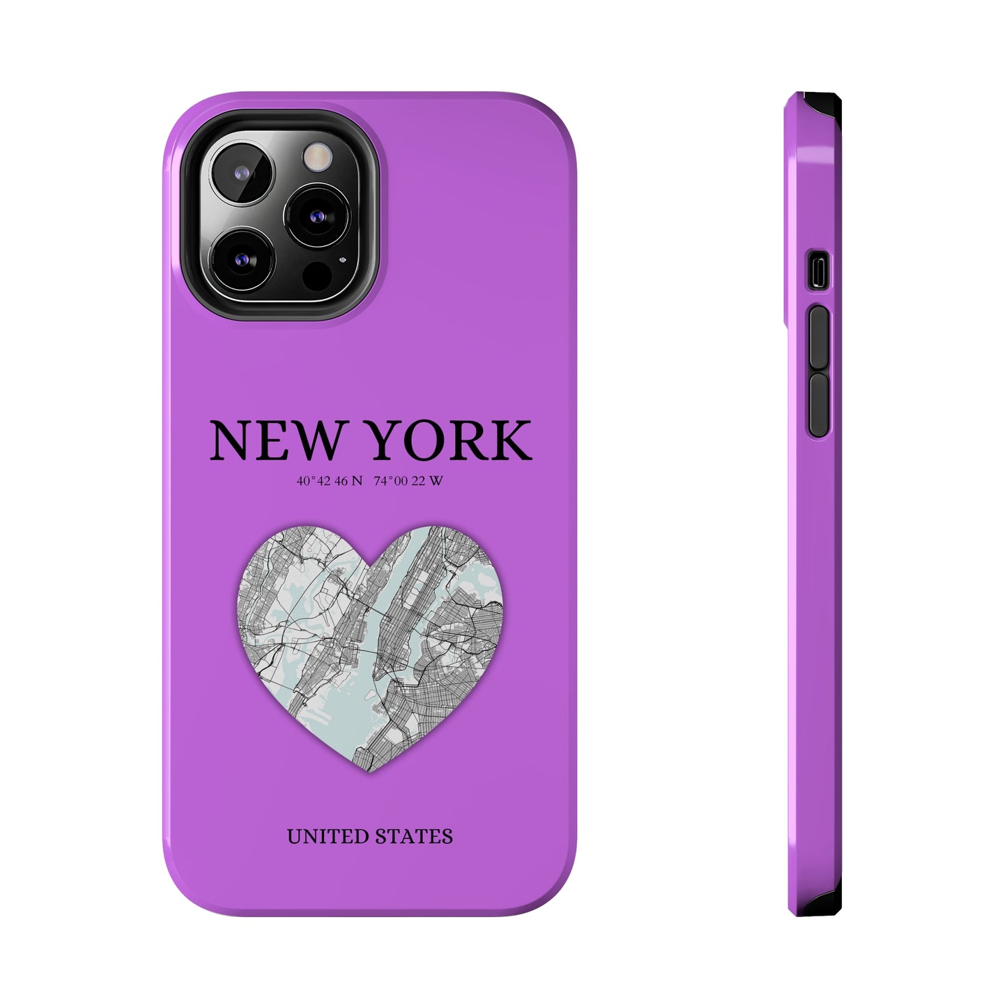 Secure your iPhone 11-15 with RIMA's durable case: Polycarbonate shell, rubber lining for shock absorption, and supports wireless charging-York Heartbeat - Purple (iPhone Case 11-15)